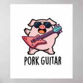 Pork Guitar Funny Rock Guitar Pig Pun Poster (Voorkant)