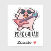 Pork Guitar Funny Rock Guitar Pig Pun Sticker (Vel)