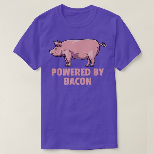 Pork Pig Meat Breakfast BBQ Bacon - Powered By Bac T-shirt (Design voorkant)
