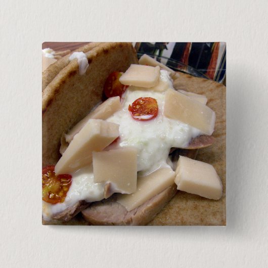 Pork pita sandwich vierkante button 5,1 cm (Voorkant)