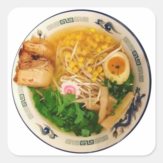 Pork Ramen Noodle Soup Vierkante Sticker (Voorkant)