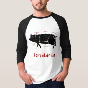 Porkatarian Funny Pig Butcher Chart voor Meateater T-shirt