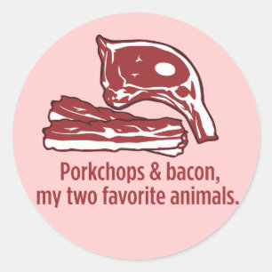 Porkchops & Bacon, mijn twee favoriete dieren Ronde Sticker