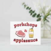 porkchops en appelmoes briefkaart (Staand voorkant)