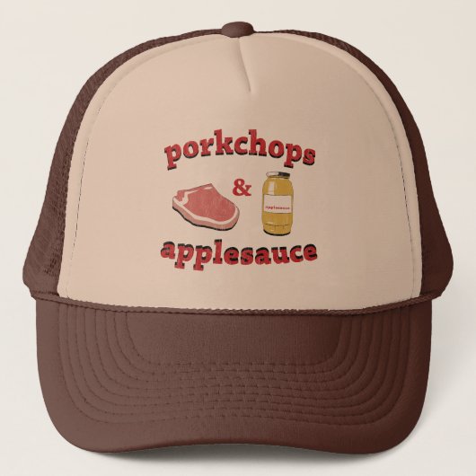 porkchops en appelmoes trucker pet (Voorkant)