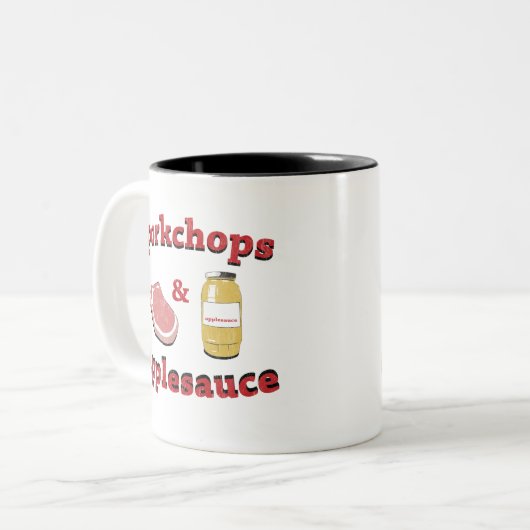 porkchops en appelmoes tweekleurige koffiemok (Voorkant links)