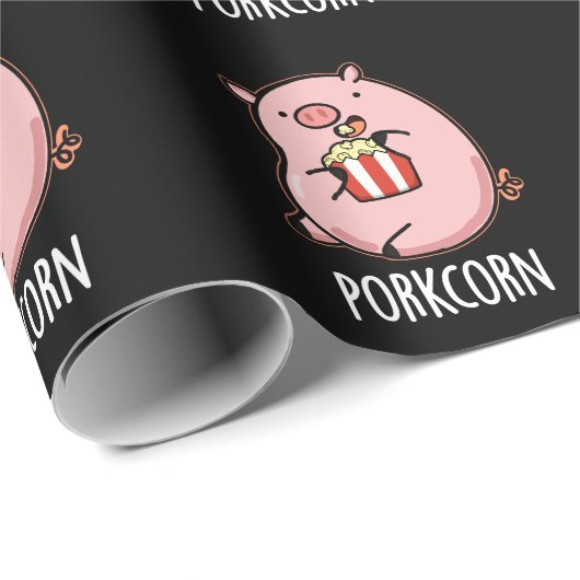 Porkcorn Funny Popcorn Pun Dark BG Cadeaupapier (Rol Hoek)