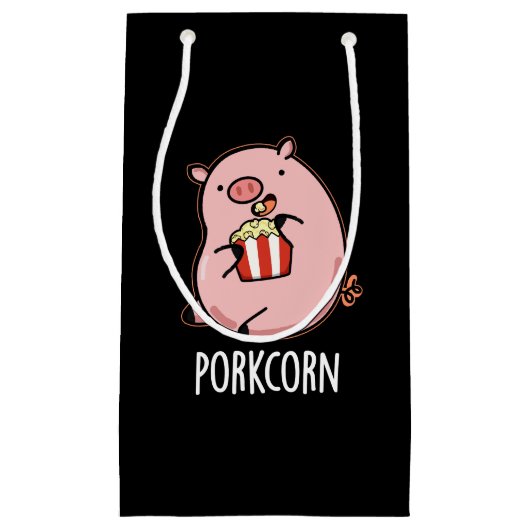 Porkcorn Funny Popcorn Pun Dark BG Klein Cadeauzakje (Voorkant)