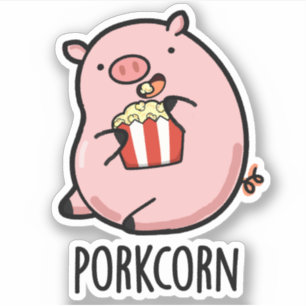 Porkcorn Funny Popcorn Pun Sticker