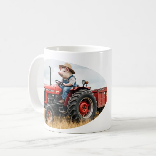 porker on a tractor mug koffiemok (Voorkant links)