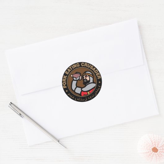 Porketraap Ronde Sticker (Envelop)