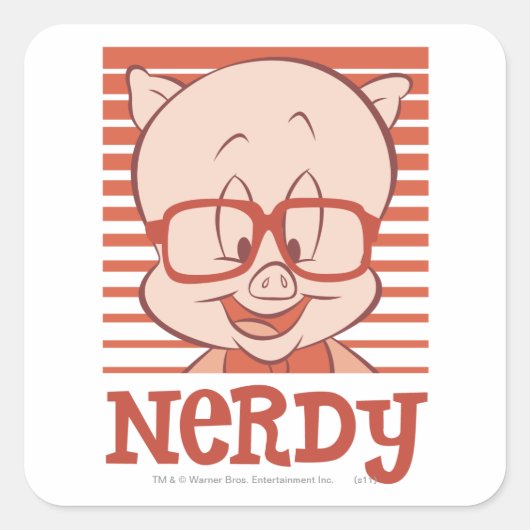 Porky - Nerdy Vierkante Sticker (Voorkant)