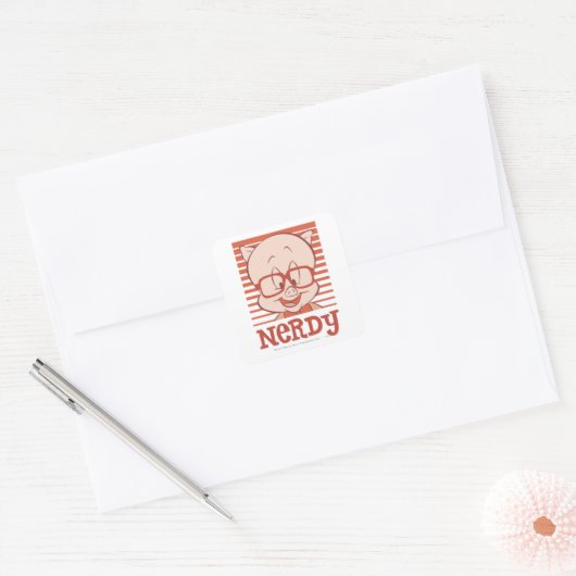 Porky - Nerdy Vierkante Sticker (Envelop)