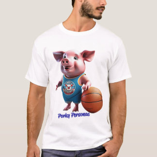 Porky Personas grappige Varken karakters. Basketba T-shirt