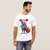 Porky Personas grappige Varken karakters. Basketba T-shirt (Voorkant volledig)