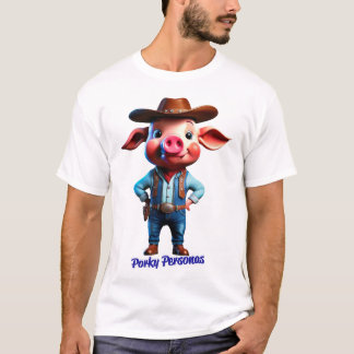Porky Personas grappige Varken karakters. cowboy T-shirt
