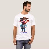 Porky Personas grappige Varken karakters. cowboy T-shirt (Voorkant volledig)