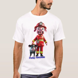 Porky Personas grappige Varken karakters. Firefigh T-shirt