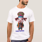 Porky Personas grappige Varken karakters. Hippie T-shirt (Voorkant)