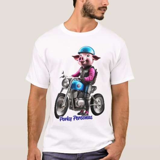 Porky Personas grappige Varken karakters. motorrij T-shirt (Voorkant)