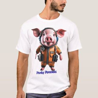 Porky Personas grappige Varken karakters. piloot T-shirt