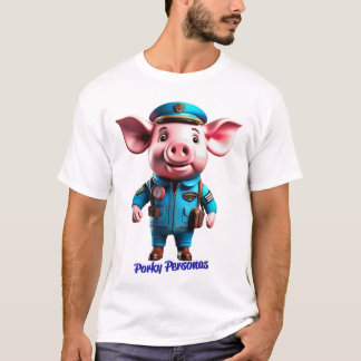 Porky Personas grappige Varken karakters. piloot T-shirt