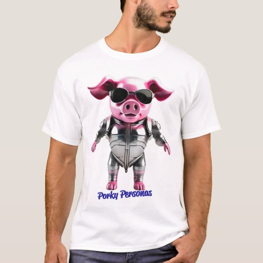 Porky Personas grappige Varken karakters T-shirt (Voorkant)