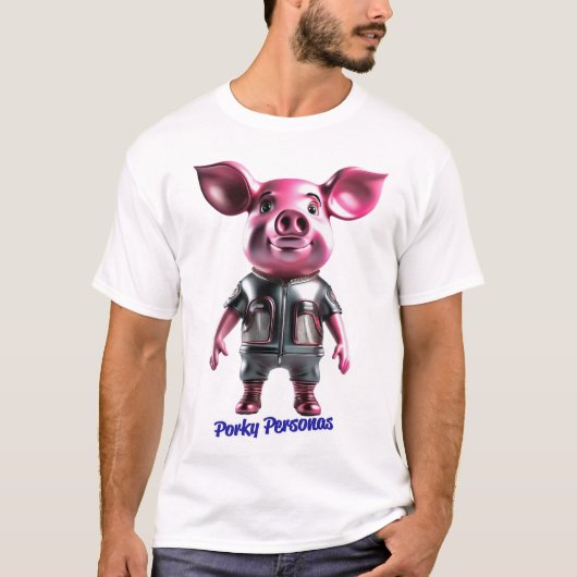 Porky Personas grappige Varken karakters T-shirt (Voorkant)