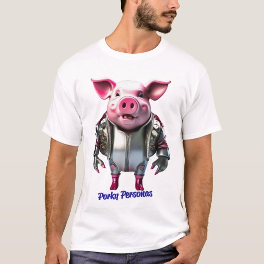 Porky Personas grappige Varken karakters. terminat T-shirt (Voorkant)