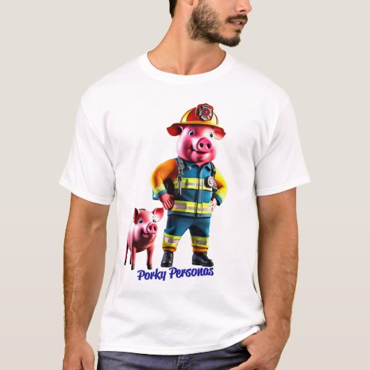 Porky Personas leuke varkens personages T-shirt (Voorkant)