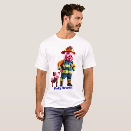 Porky Personas leuke varkens personages T-shirt (Voorkant volledig)