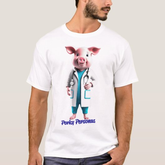Porky Personas leuke varkens personages T-shirt (Voorkant)