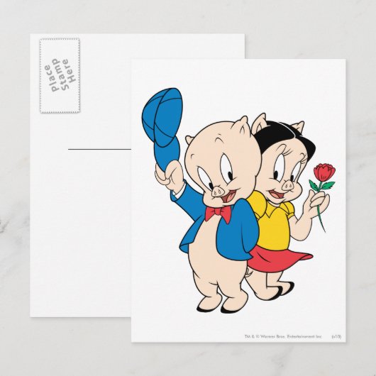 Porky Pig en Petunia Briefkaart (Voorkant / Achterkant)