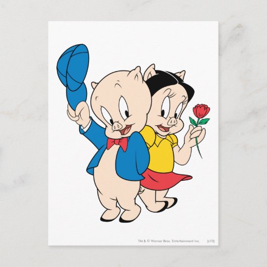 Porky Pig en Petunia Briefkaart (Voorkant)