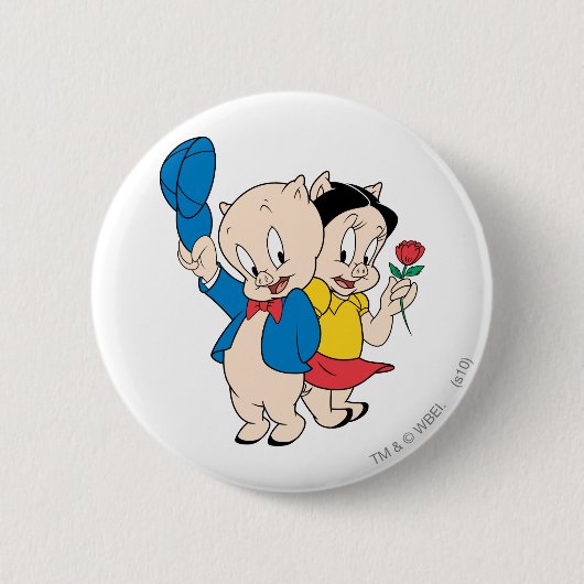 Porky Pig en Petunia Ronde Button 5,7 Cm (Voorkant)