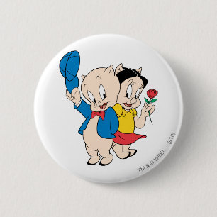 Porky Pig en Petunia Ronde Button 5,7 Cm