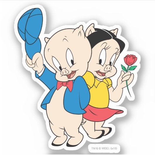 Porky Pig en Petunia Sticker (Voorkant)