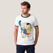 Porky Pig en Petunia T-shirt (Voorkant volledig)