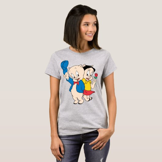 Porky Pig en Petunia T-shirt (Voorkant volledig)
