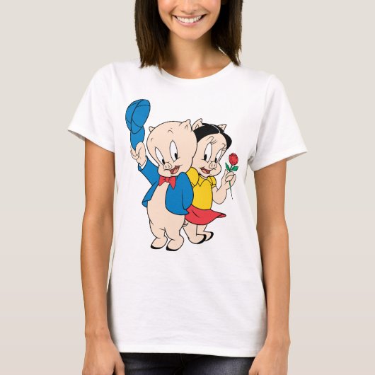 Porky Pig en Petunia T-shirt (Voorkant)