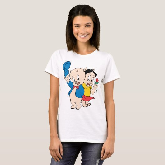 Porky Pig en Petunia T-shirt (Voorkant volledig)
