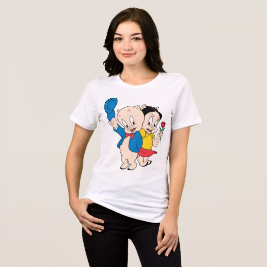 Porky Pig en Petunia Tri-Blend Shirt (Voorkant volledig)