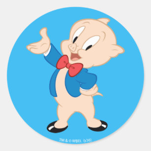 Porky Pig Klassieke post Ronde Sticker