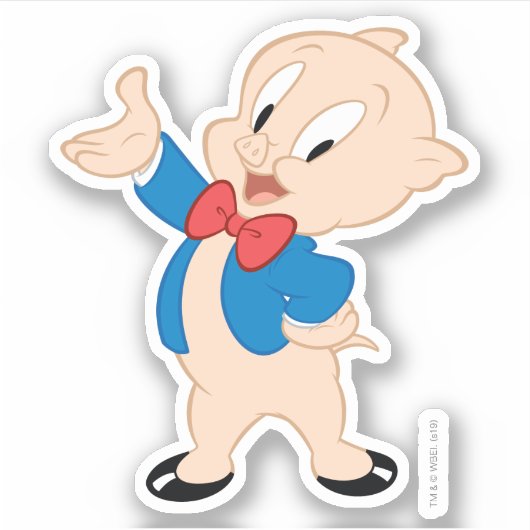 Porky Pig | Klassieke post Sticker (Voorkant)