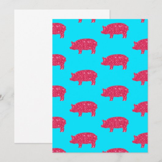 Porky Pig Silhouette Pink Glitter Girly Boerderij Bedankkaart (Voorkant / Achterkant)