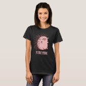 Porky-pine Grappige Porcupine Varken Pun Donker BG T-shirt (Voorkant volledig)