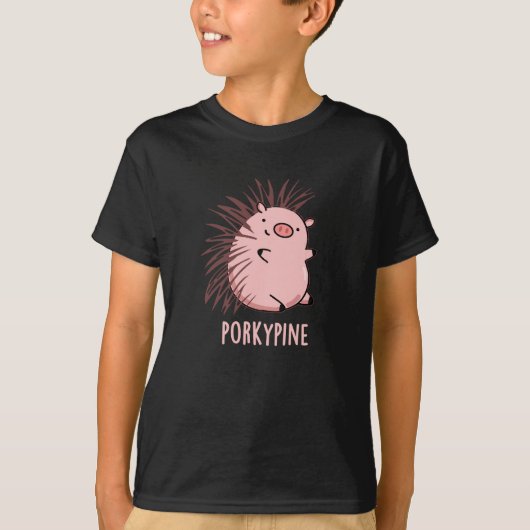 Porky-pine Grappige Porcupine Varken Pun Donker BG T-shirt (Voorkant)