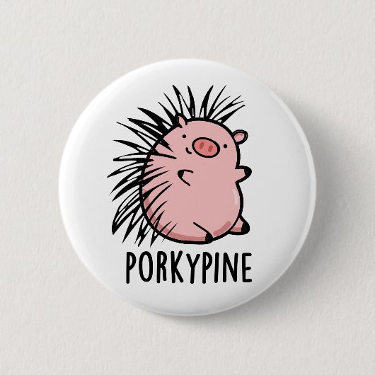 Porky-pine Grappige Porcupine Varken Pun Ronde Button 5,7 Cm (Voorkant)