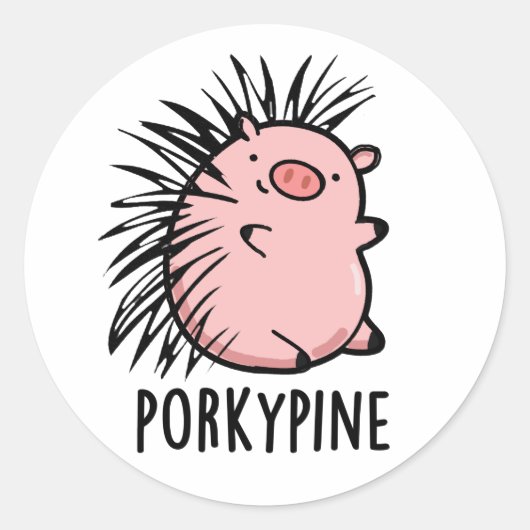 Porky-pine Grappige Porcupine Varken Pun Ronde Sticker (Voorkant)
