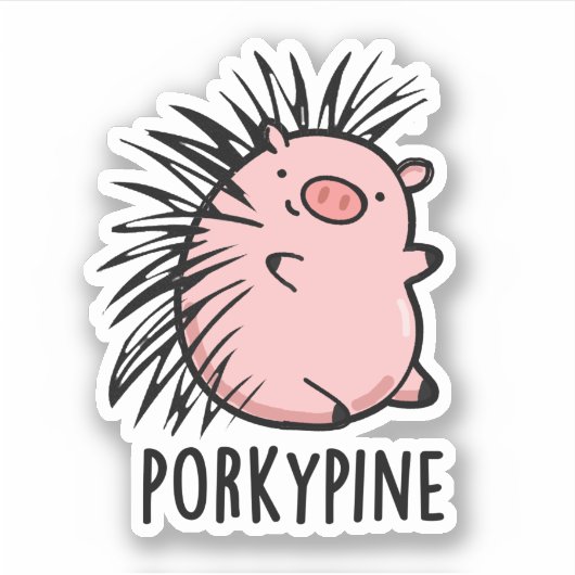 Porky-pine Grappige Porcupine Varken Pun Sticker (Voorkant)